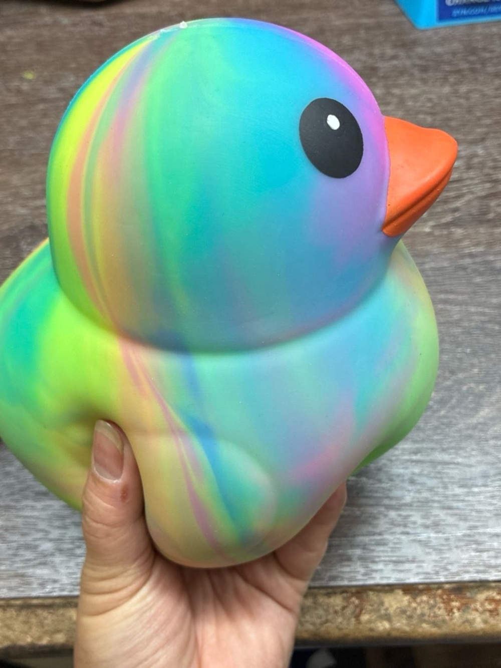 Others Follow Rainbow Multicolor Rubber Duck with Orange Beak